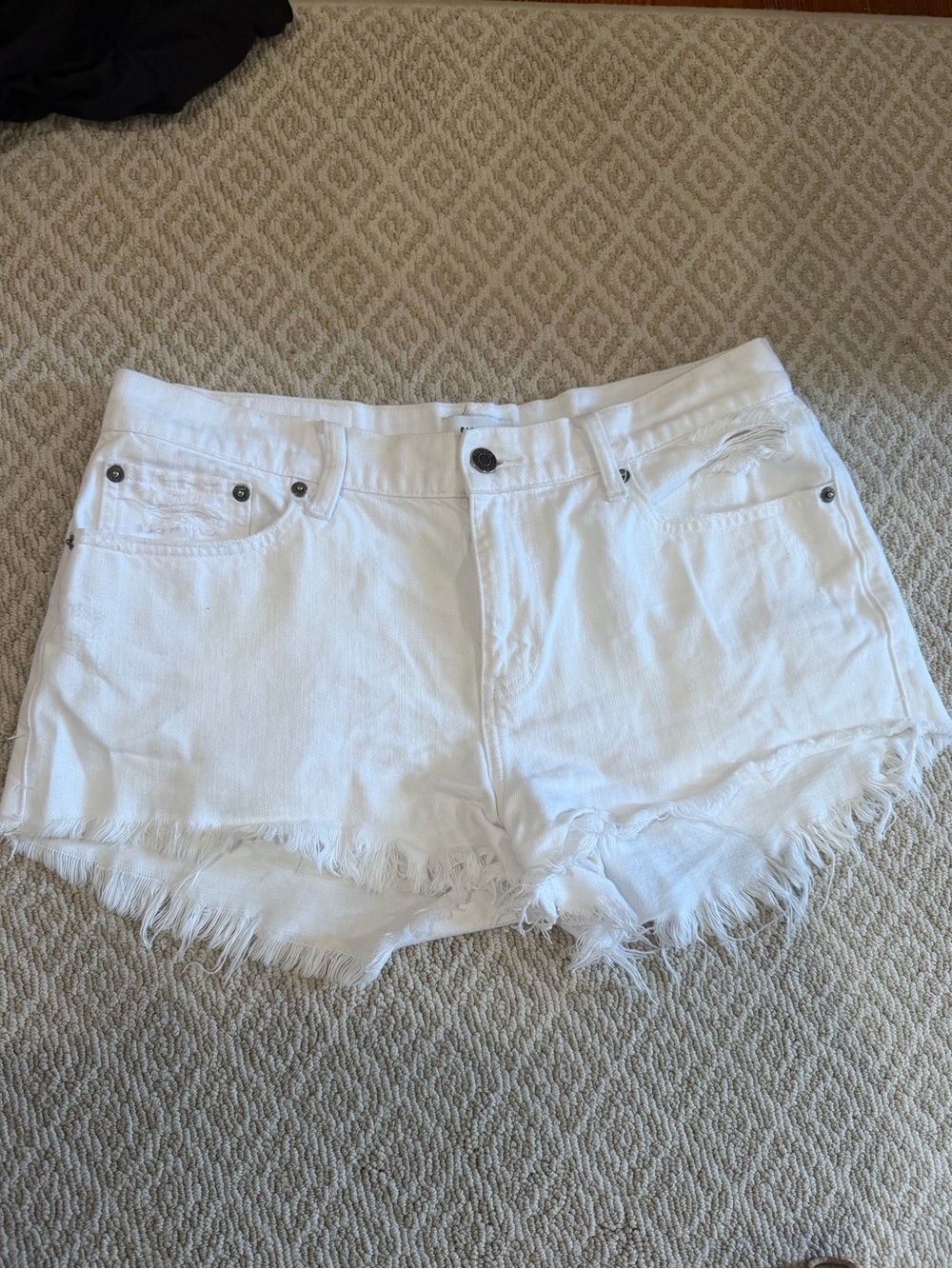 pistola White Distressed Frayed Hem Denim Shorts